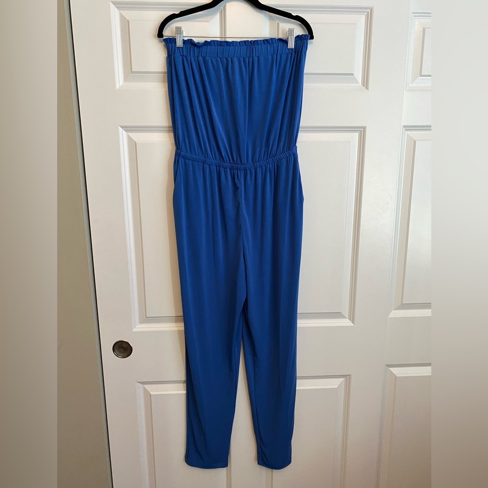 1.State Strapless Tapered Leg Jumpsuit w/Pockets